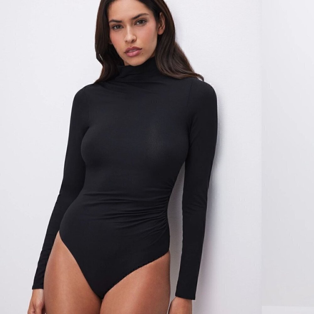 NWT Good American Black Stretch Long Sleeve Bodysuit - Size 2 (Medium)